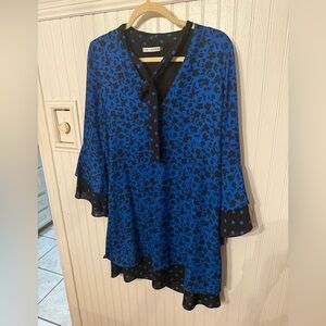 Alice + Olivia Wellesley Tie Neck Mini Dress Ditsy Daffodil Small Dress